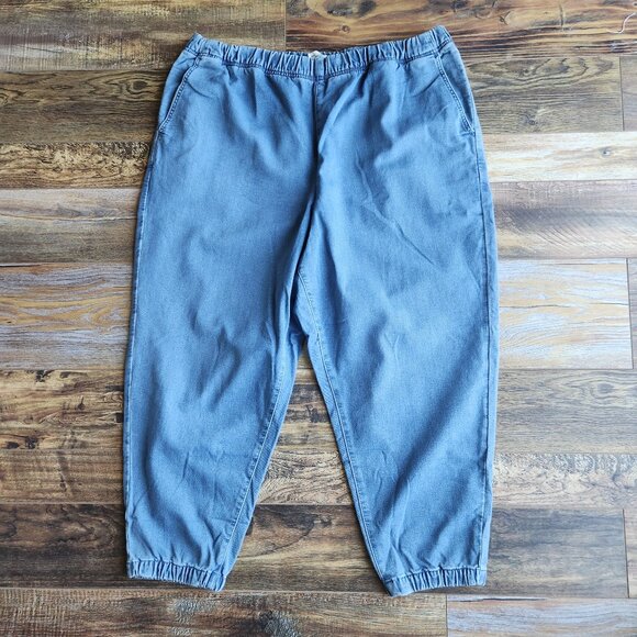 NWT Madewell Sweatpant Jogger Jeans Slouchy Relaxed Elastic Waist Blue - Picture 2 of 9